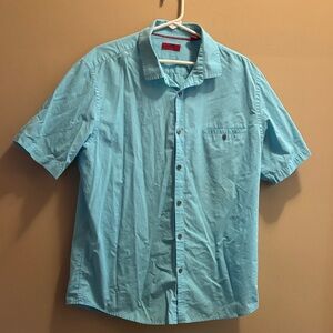 Alfani Light Blue Short-Sleeve Button-Down Shirt